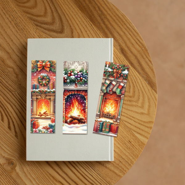 Christmas Fireplaces  Bookmarks set of 3